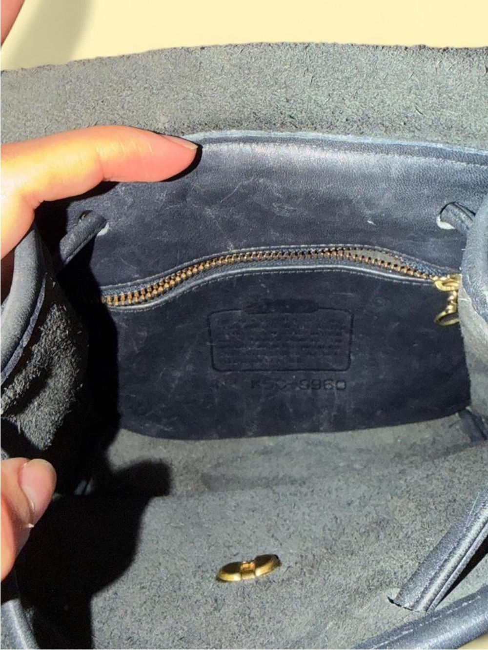 Vintage COACH 9960 Daypack Navy Leather Drawstring Mini Backpack Y2K - Picture 5 of 7
